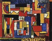 Joaquin Torres-Garcia abstract art in five tones and complementaries painting